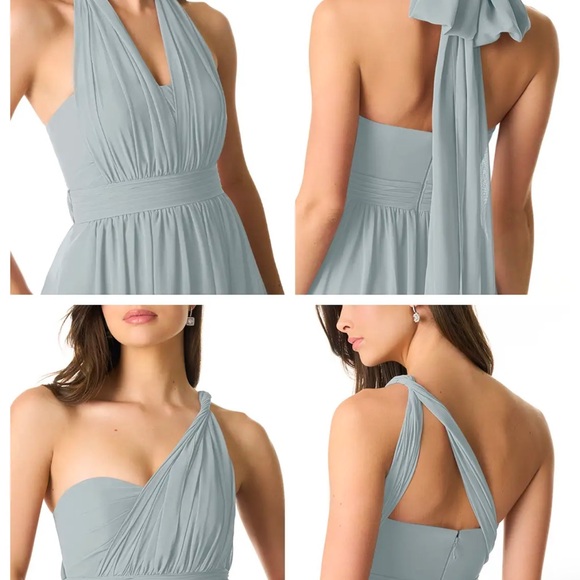 WEDDING BRIDESMAID PROM AZAZIE Grey A-Line Strapless Chiffon Convertible Dress 👗 - Picture 4 of 15